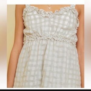 NWT Chic Gingham Ruffle Babydoll Top